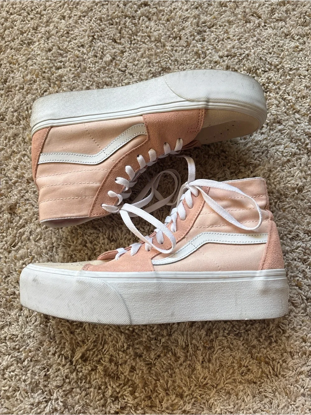 VANS Sk8-Hi Tapered Stackform M 9 W 10.5 Color Block Pink Suede Platform Unisex